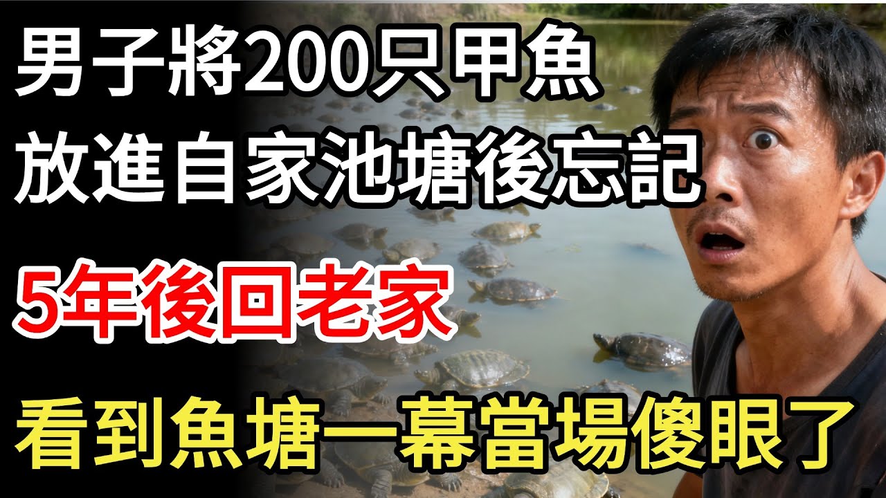 男子將200只甲魚放進自家池塘後忘記，5年後回老家，看到魚塘裏一幕當場傻眼了！#社会奇闻 #改编事件 #人间百态 #非凡视角 #人间奇闻录