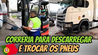 DESCARREGANDO EM SANTARÉM, E CORRENDO PARA TROCAR OS PNEUS