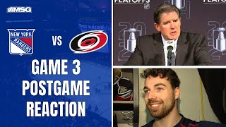 New York Rangers v Carolina Hurricanes Game 3 Postgame Coach And Player Reaction | New York Rangers