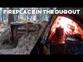 Building Dugout: test fireplace made of tin, Bushcraft underground shelter