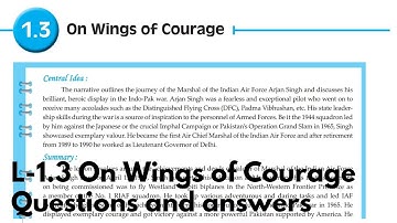 On wings of courage class 10 question and answer | English chapter 1.3 master key