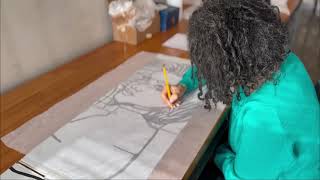 Artist Ghada is Creating Cardboard Girl Sculpture