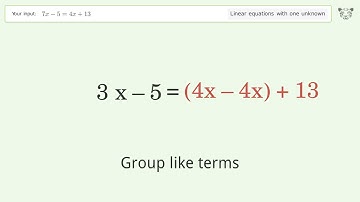 Solve 7x-5=4x+13: Linear Equation Video Solution | Tiger Algebra