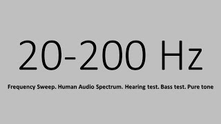 20-200 Hz. Frequency Sweep. Human Audio Spectrum. Hearing test. Bass test. Pure tone