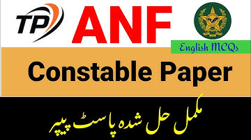 ANF Constable Solved Paper : ANF Constable Past Paper : Anti Narcotics Force : English MCQs