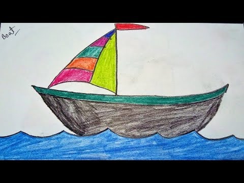 How to Draw a Sailboat on Water Easy Tutorial | Drawing a Boat for Kids