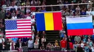 London 2012. Sandra Izbasa of Romania wins Olympic gold medal in women's vault.