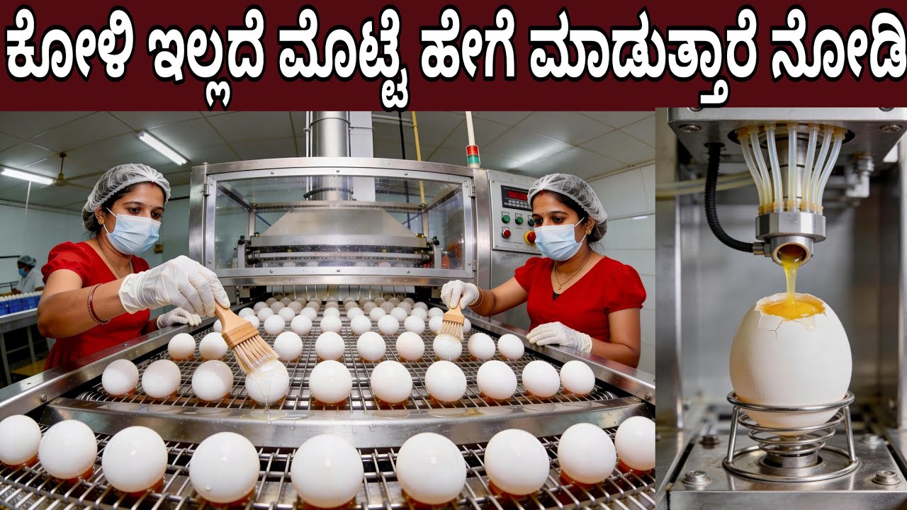 ಕೋಳಿ ಇಲ್ಲದೆ ಮೊಟ್ಟೆ ಕಾರ್ಖಾನೆಯಲ್ಲಿ ಹೇಗೆ ಮಾಡ್ತಾರೆ ನೋಡಿ | Egg Factory Without Chicken