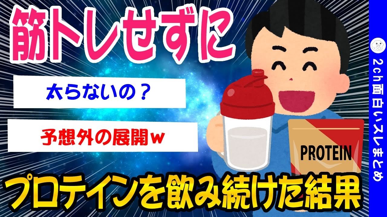 【2ch面白いスレ】ワイ、筋トレもせずに毎日プロテイン飲み続けた結果ww【ゆっくり解説】