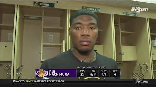 Rui Hachimura POSTGAME INTERVIEWS | Los Angeles Lakers defeat Houston Rockets to lead series 3-0