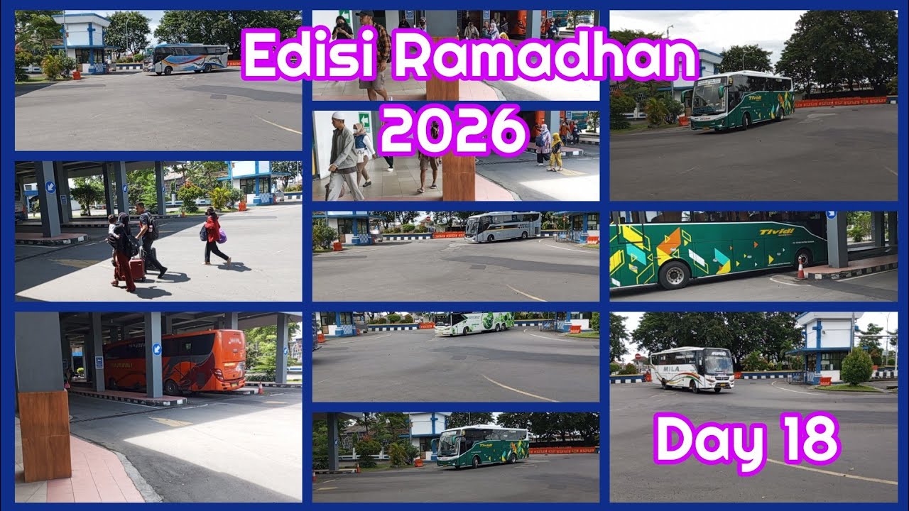 Suasana Jam Siang Pintu kedatangan Terminal Tirtonadi menjelang H-7 Arus Mudik Lebaran 2026