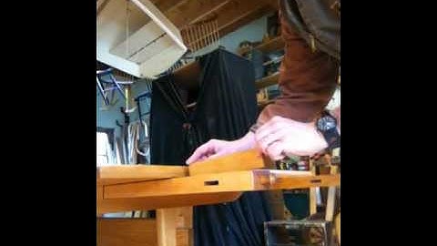 Wedging the end leaf onto the Trestle Table w/ Leaves by Timothy Clark, Cabinetmaker/Chairwright