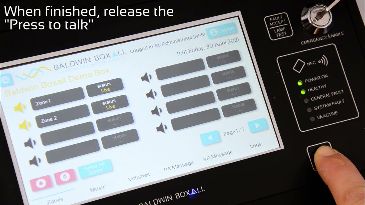 How to make an emergency paging announcement VIGIL2 Touch screen
