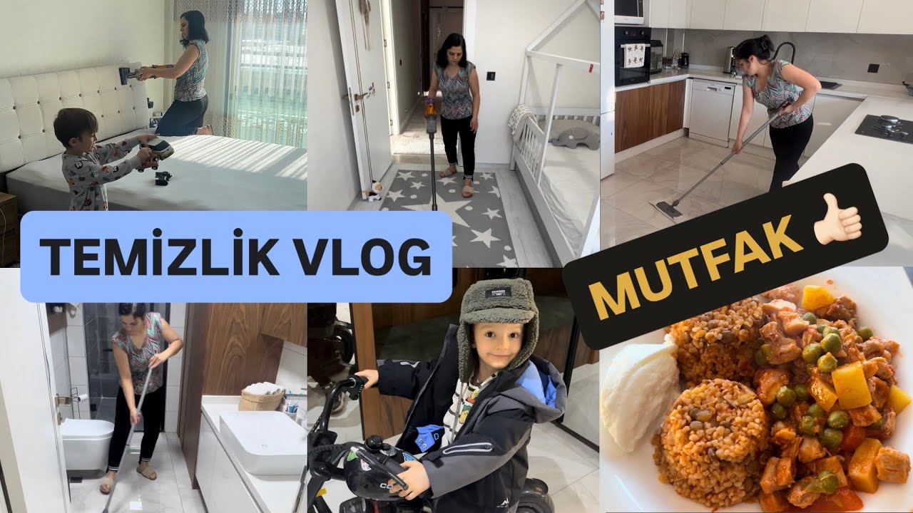 ￼EVİ TOPLADIM 👍🏻 SÜPÜRGE YAPTIM ✅ MUTFAK FAYANSLARINI SİLDİM 💁🏻‍♀️  TAVUKLU BEZELYE 😋 GÜNLÜK EV VLOG