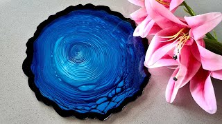 #982 Amazing Blue, Turquoise And White Huge Resin Ring Pour