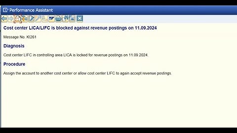 cost center is blocked against revenue postings - S4HANA ERROR
