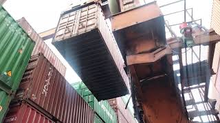 RTG Crane container loading and unloading activities for export service at port of Tanjung Priok