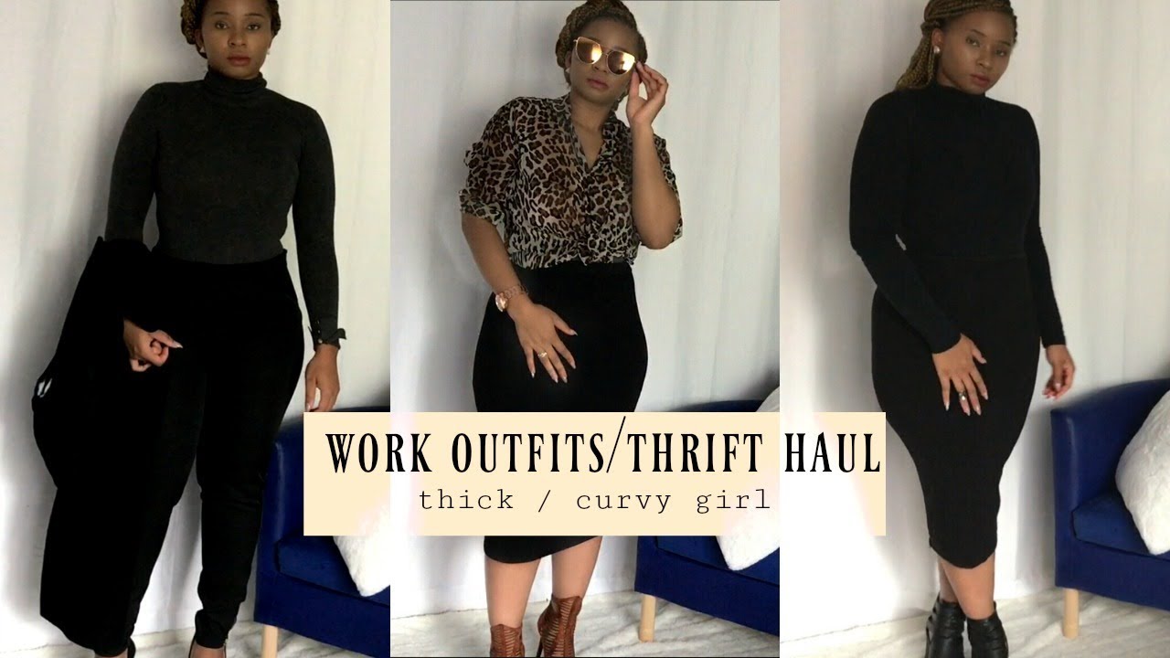 Thick girl / Curvy Girl Work outfit Ideas / thrift try on haul - YouTube