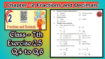 Class 7th | Math | Chapter 2 | Fraction and Decimals | Exercise 2.5 | Q.4 to Q.6 | New Book | PSEB|