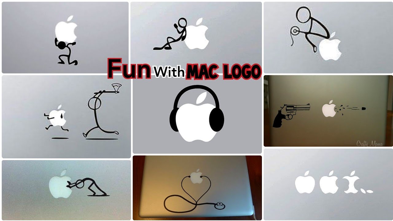Funny& Creative Mac Apple Logo Cover Laptop Vinyl Decal sticKers |Macbook  Skins - YouTube