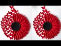 Beautiful Red flower wall hanging | Paper flower easy wall decor | room decorations idea with paper