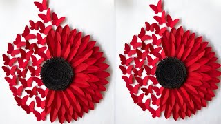 Beautiful Red flower wall hanging | Paper flower easy wall decor | room decorations idea with paper