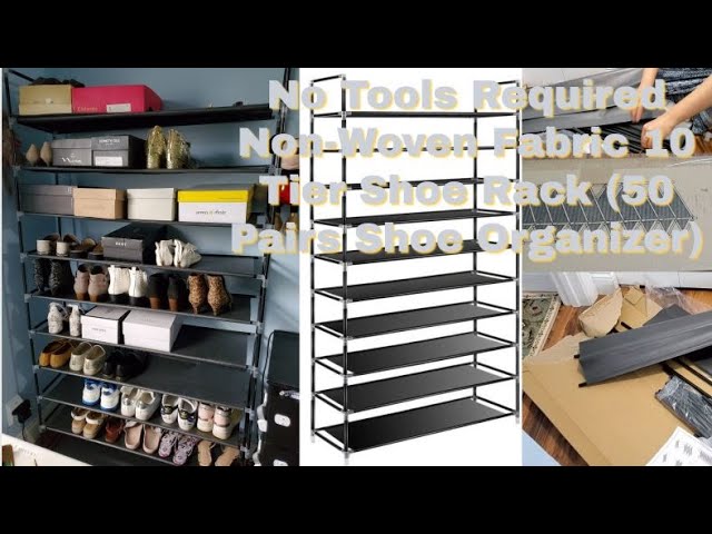 Zimtown 10-Tier 50 Pairs Shoe Rack Non-woven Fabric Shoe Tower