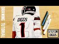 How to draw NFL player of the Houston Texans / How to draw Stefon Diggs