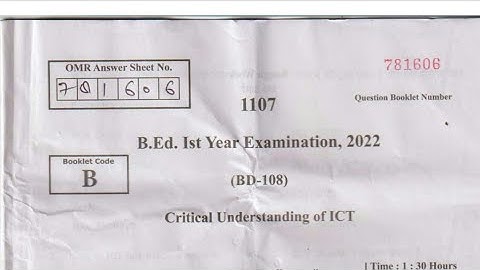 BD108| critical understanding of ICT| rmpssu| dbrau agra | Bed 1 year answerkey 2022
