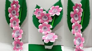 How to make paper flower 💐🌹 wallhanging #paperflower #diyhomedecor #wallhanging #diycraft #viral