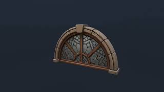 Low Poly Stylized Semicircular Gothic Stone Window - PBR - Architecture 3D Model | Game Asset Showca
