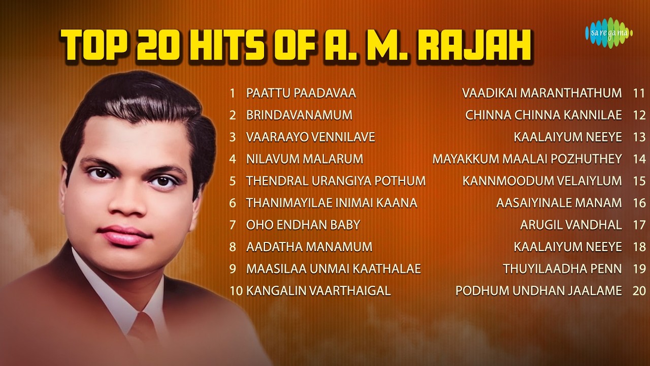 Top 20 Hits of A. M. Rajah | Paattu Paadavaa | Brindavanamum | Vaaraayo ...