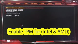How to enable tpm in bios gigabyte (Intel and AMD)