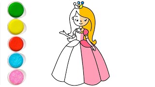 Cute princess 👸 drawing and coloring for kids and toddlers - step by step princess👸 drawing