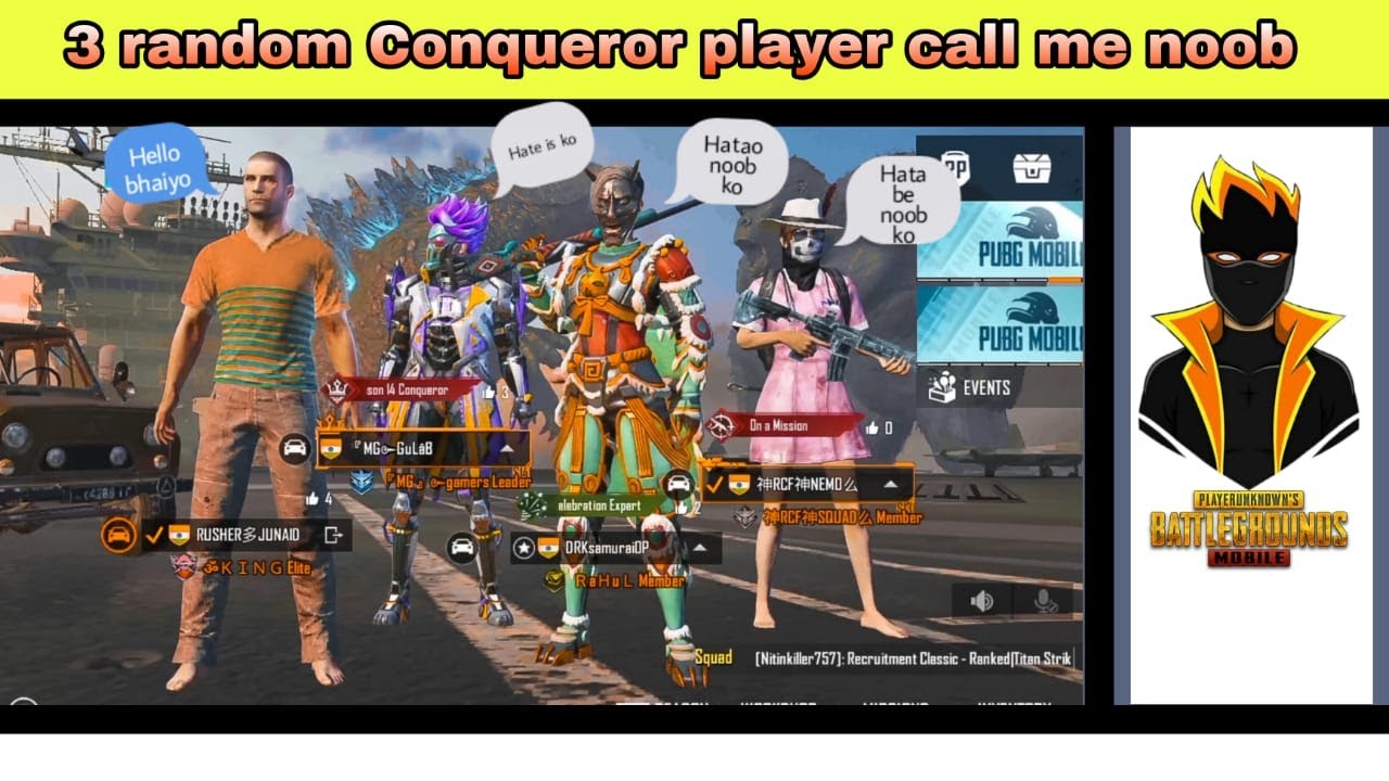 3 rendom Conqueror player call me noob 😂 watch full video video maza ...
