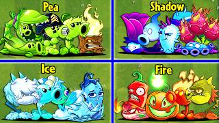 Random 5 Team PEA x FIRE x ICE x SHADOW x ELECTRIC - Who Will WIn? - PvZ 2 Battlez