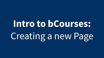Creating a Page in bCourses