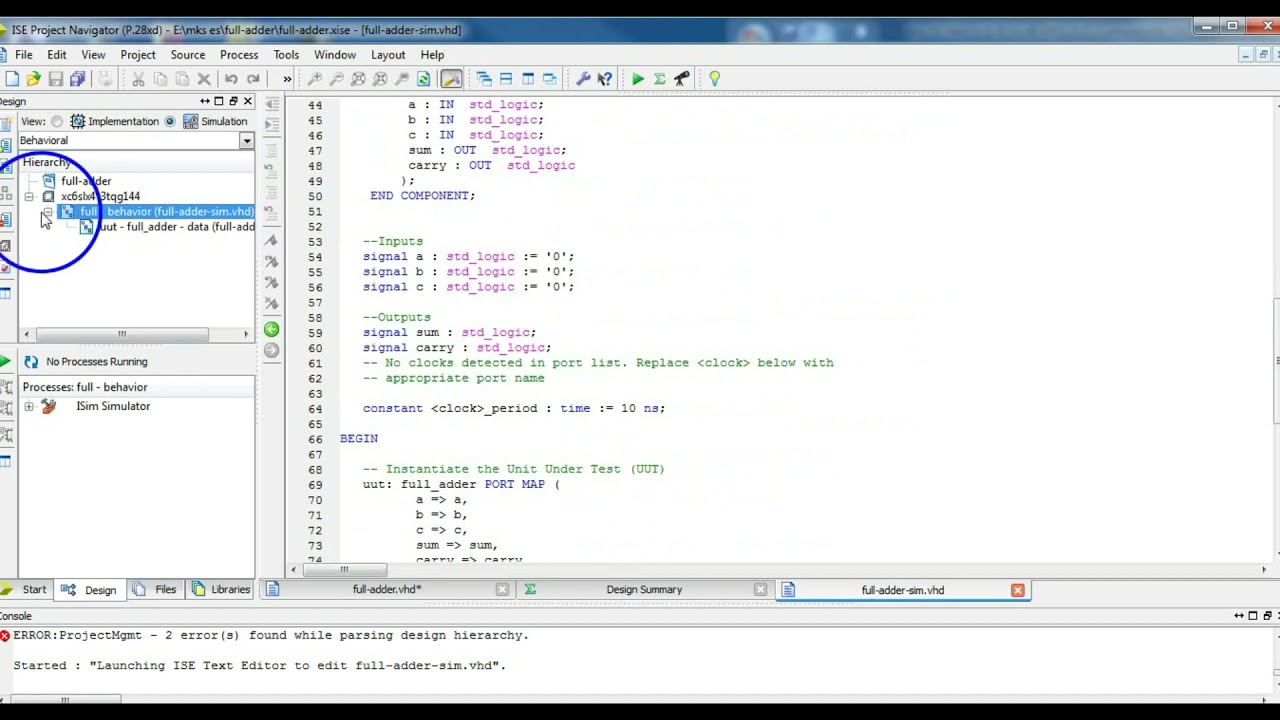 full-adder-simulation-in-xilinx-using-vhdl-code-youtube