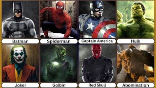 Comparison of Superheroes with their true enemies