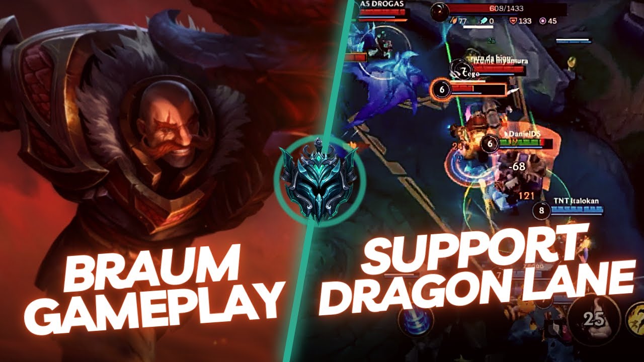 BRAUM GAMEPLAY - SUPPORT DRAGON LANE - RUNES & BUILDS - LEAGUE OF LEGENDS WILD
