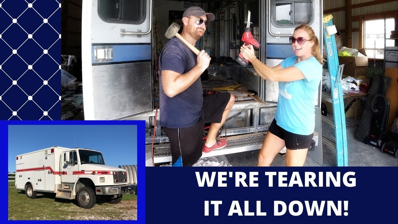 Off Grid 4X4 Camper Build | DEMOLISHING Our Freightliner Ambulance
