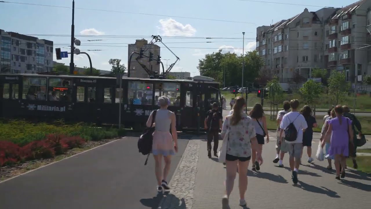 Poland, Bydgoszcz, tram 2 ride from Rondo Kujawskie to Powstańców Warszawy