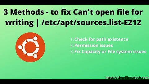 Fix "Vim can't open file for writing error" | etc/apt/sources.list E212: Can't open file for writing