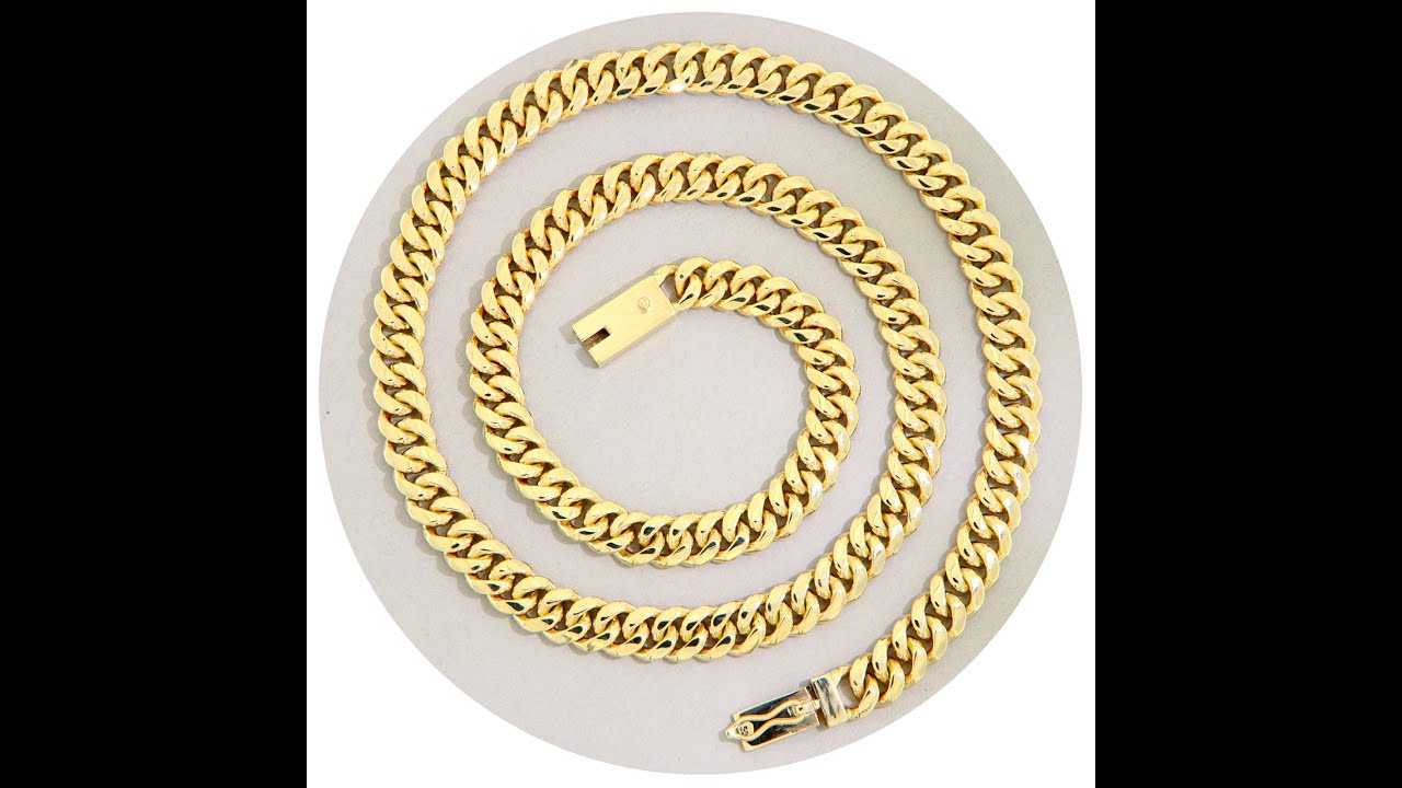 Lant Miami Cuban Plin Lucrat Manual Aur 14k Galben Stilunic.ro - YouTube