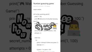 Python Number Guessing Game 🎮🐍 | Learn loops, conditions & user input! #Python #Coding