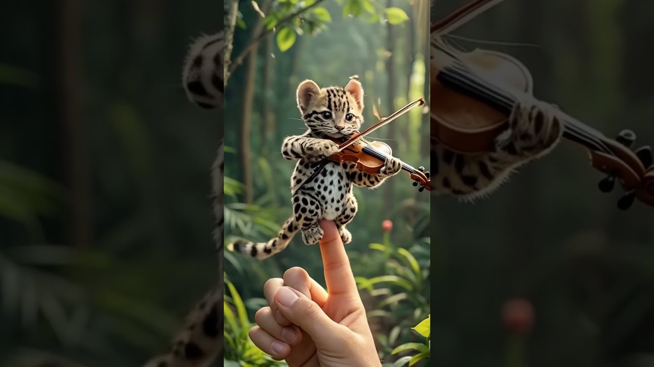 Forest Virtuoso Wild Cat S Musical Performance Stuns All Animals Violin Funny Relax