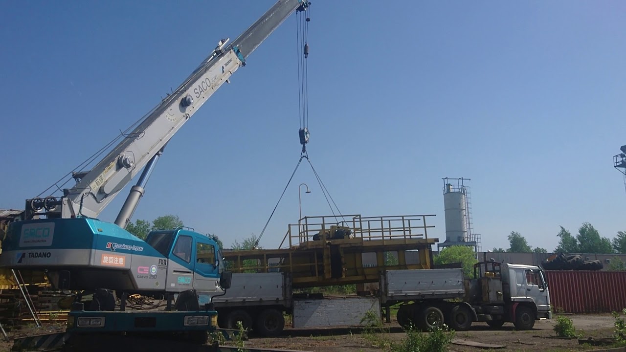Демонтаж ноги козлового крана 42 тонны - YouTube
