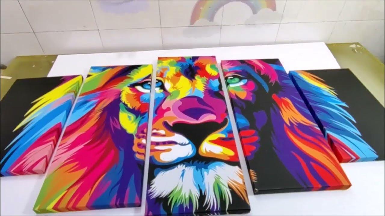 Buy large wall art set finished 5 piece canvas prints animal art