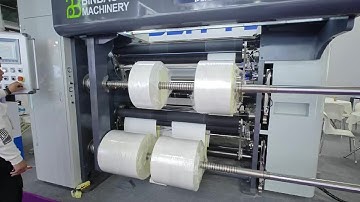How to unload self adhesive label rolls from slitting machine with semi-automatic unloading tower?