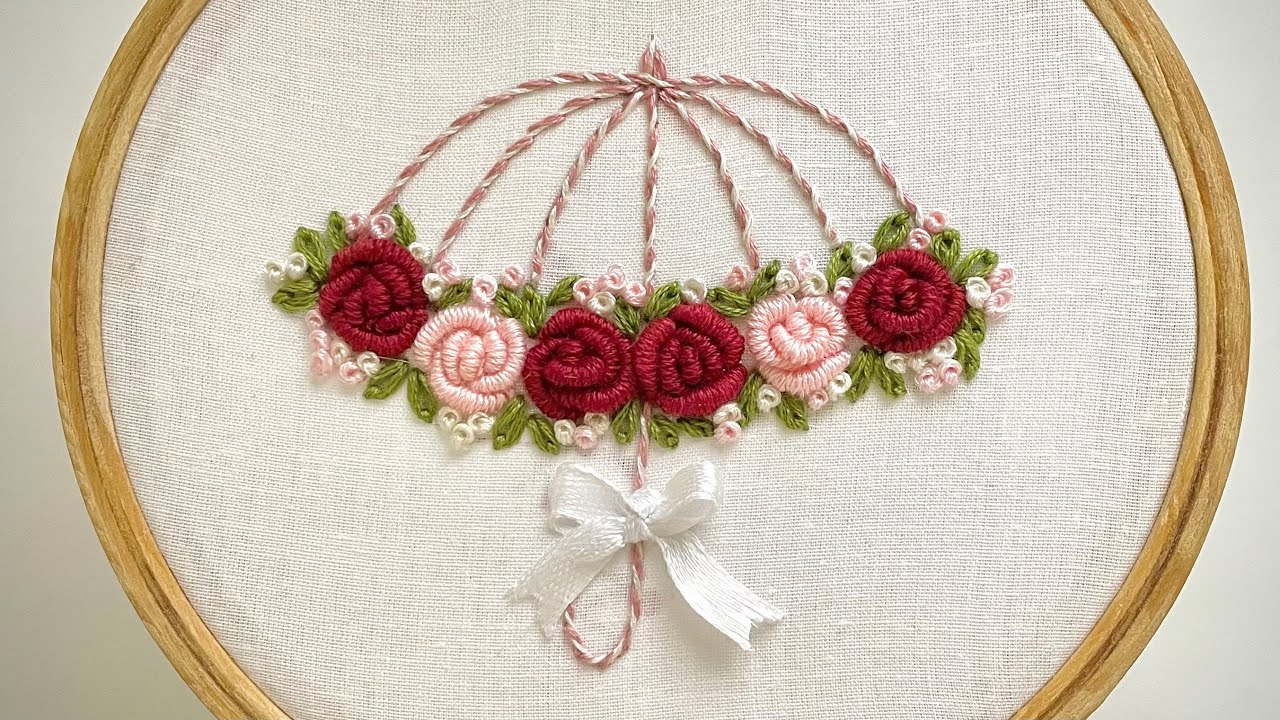 Very Easy and Charming Rose Umbrella Design | Hand Embroidery Tutorial, image size:1280x720